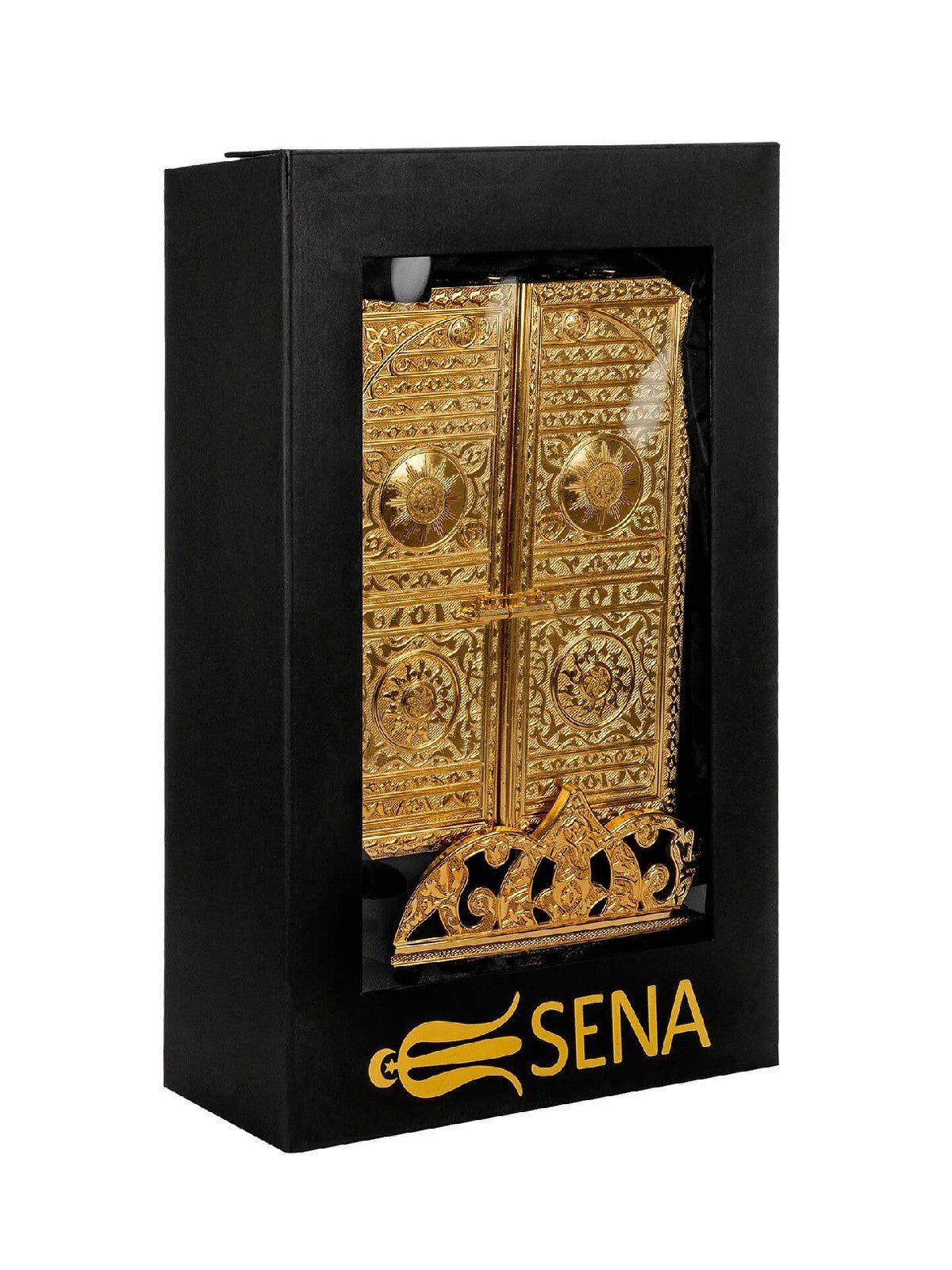 Islamic Metal Quran Box with Stan,Islamic Table Decorations for Home, Gold - ihvan