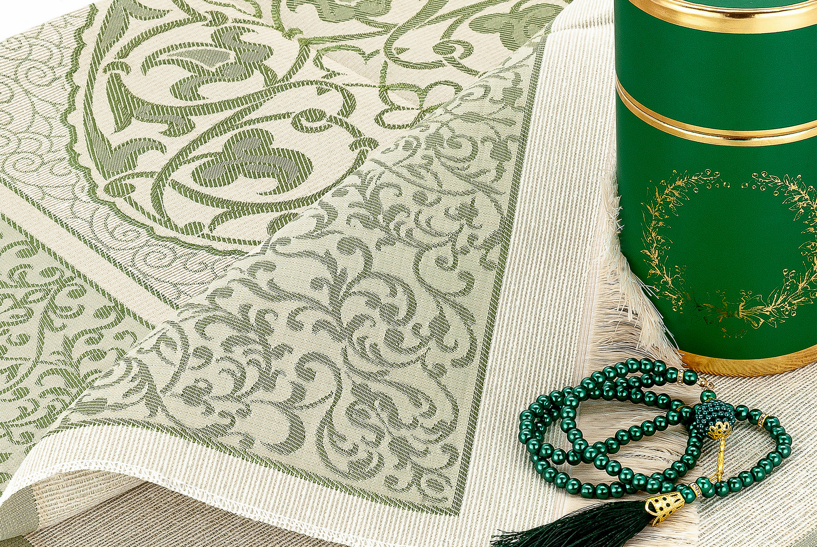 Modern Silky Prayer Rug Gift Set (Sajadah | Tasbih | Decorative Gift Box) - Ihvan