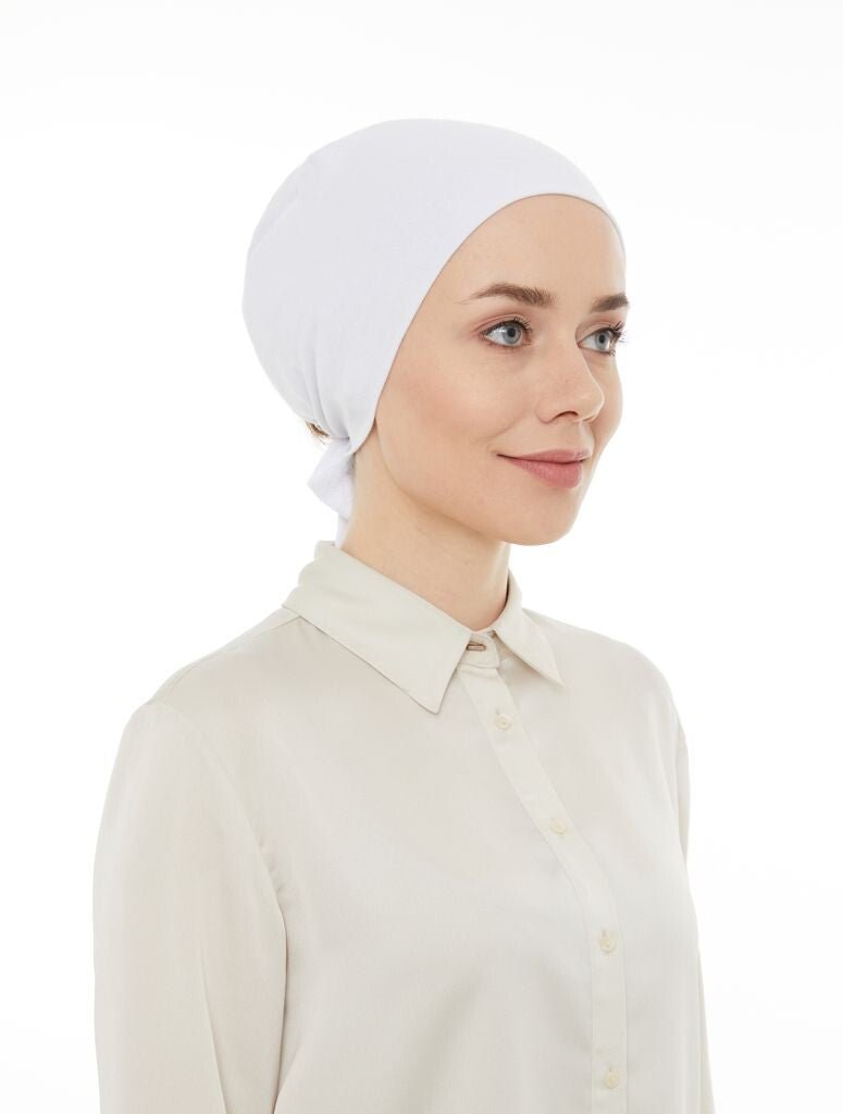 Stitched Plain Combed Combed Binding Hijab Bonnet Black White Pink Navy Blue Brown Cream - ihvan