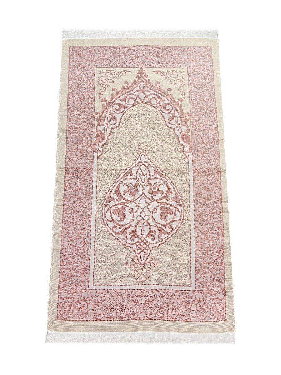Rose Pink Muslim Prayer Dress Set | One-Piece Islamic Abaya with Hijab & Sajadah & Tasbih & Pouch - Ihvan