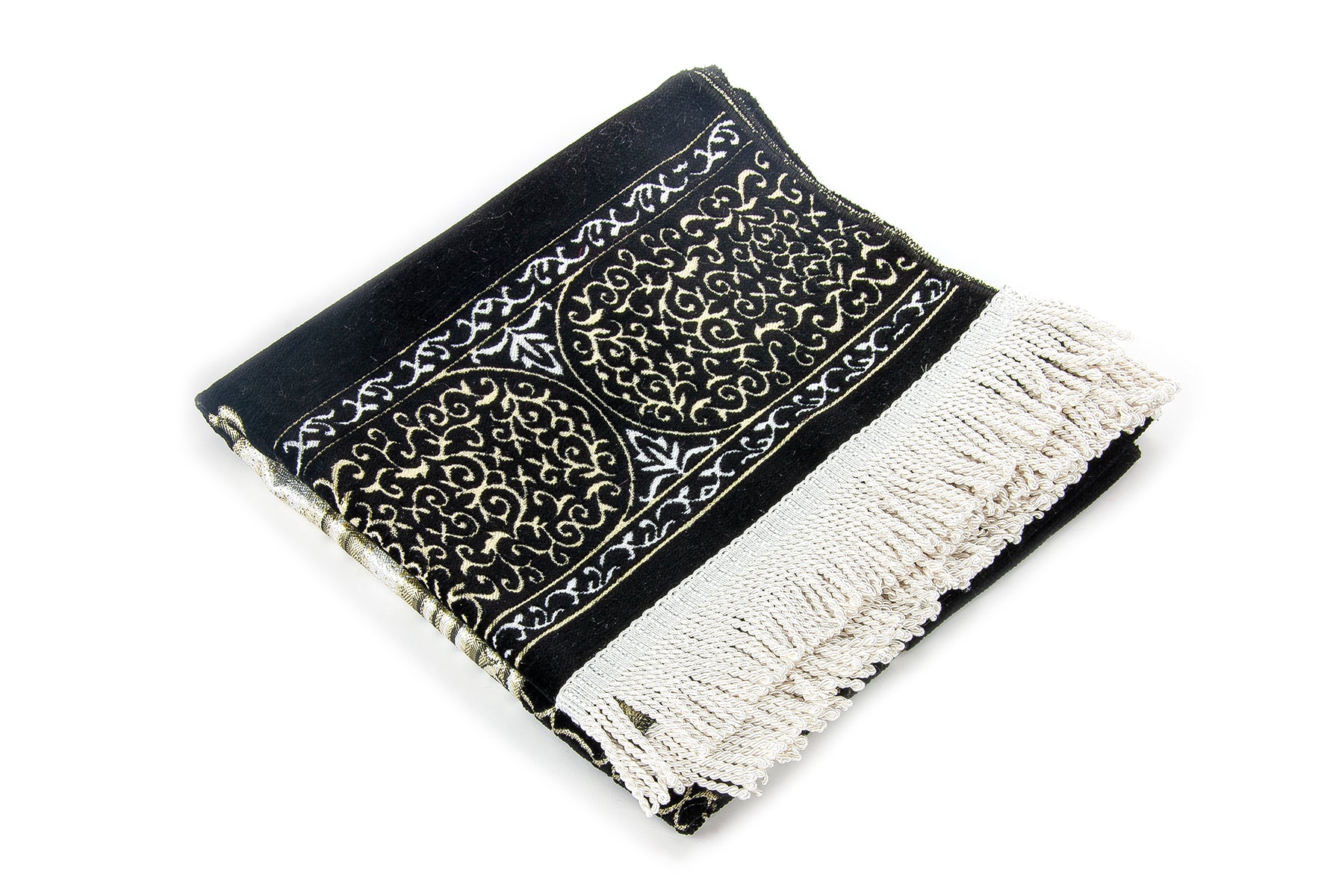 Noble Black Chenille Muslim Prayer Rug (Janamaz | Sajadah| Salah Mat) - Ihvan