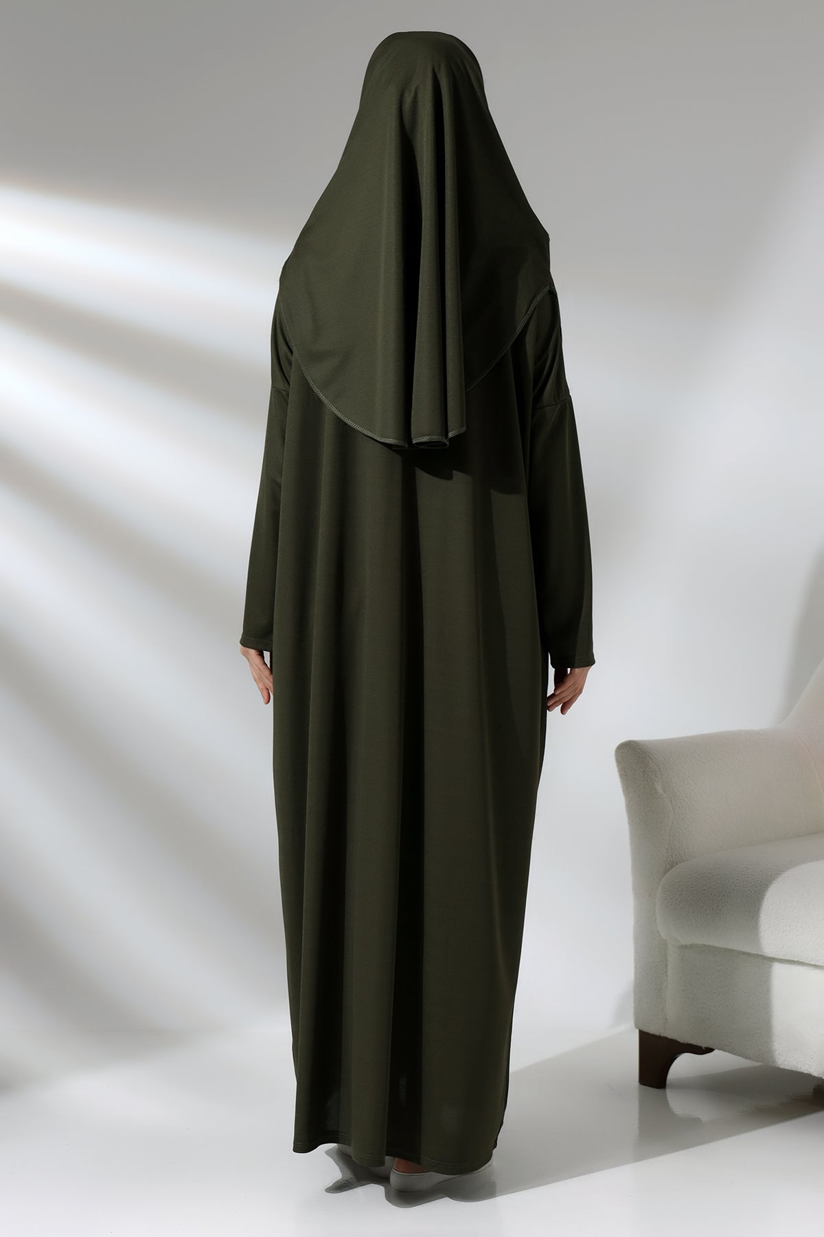 One - Piece Full - Length Long Sleeve Hijab Abaya Dresses for Women with Prayer Rug & Rosary - ihvan