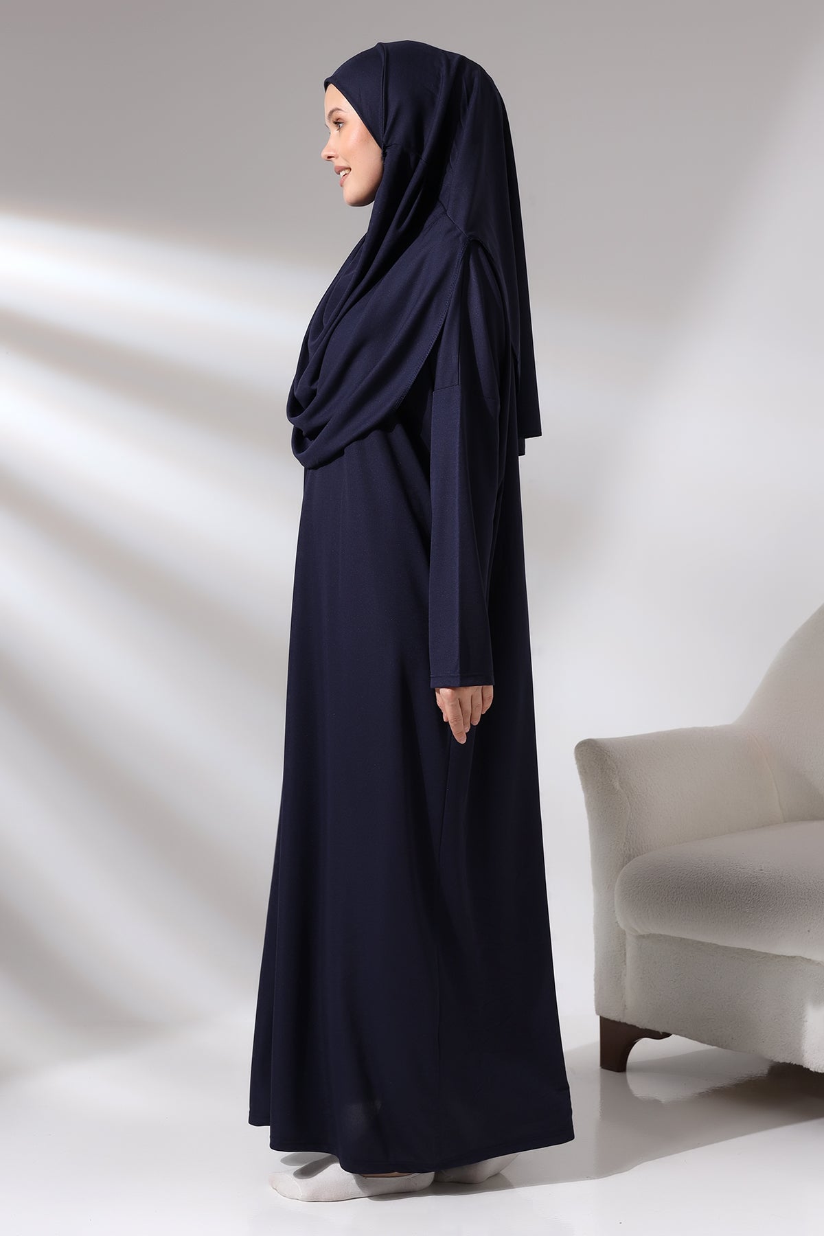 One - Piece Full - Length Long Sleeve Hijab Abaya Dresses for Women with Prayer Rug & Rosary - ihvan