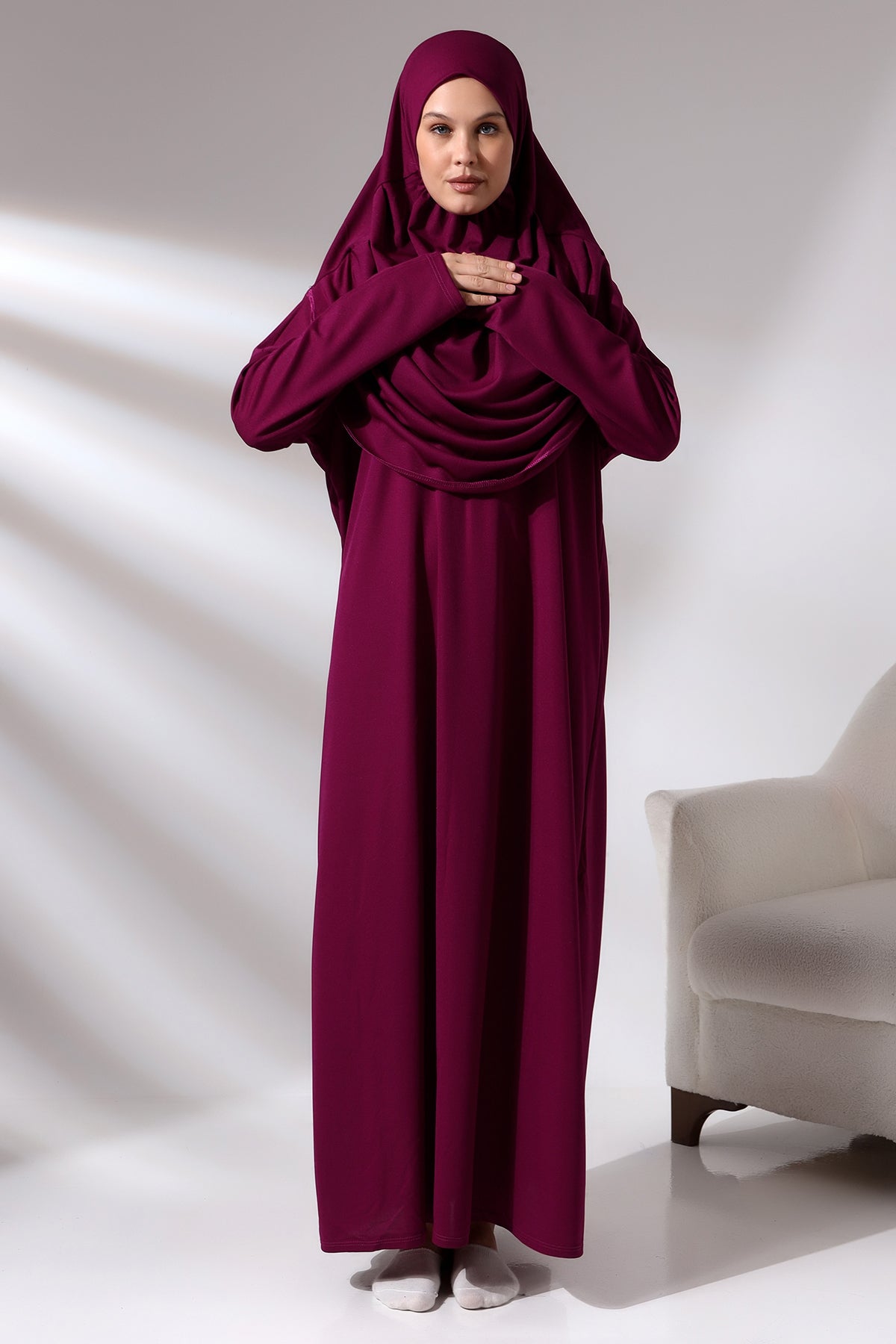 One - Piece Full - Length Long Sleeve Hijab Abaya Dresses for Women - ihvan
