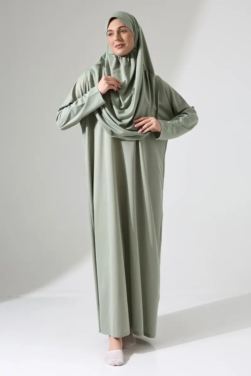 One-Piece Full-Length Muslim Prayer Dress with Attached Hijab | Modest Islamic Abaya - Ihvan