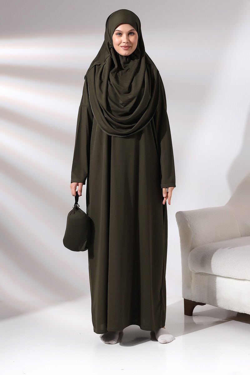 One-Piece Full-Length Muslim Prayer Dress with Attached Hijab | Modest Islamic Abaya - Ihvan
