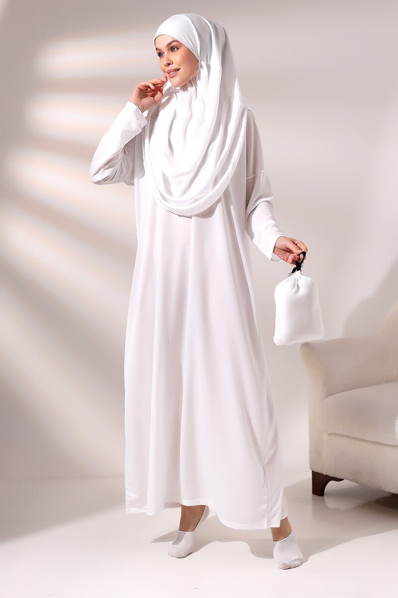 One-Piece Full-Length Muslim Prayer Dress with Attached Hijab | Modest Islamic Abaya - Ihvan