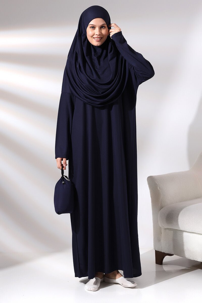One-Piece Full-Length Muslim Prayer Dress with Attached Hijab | Modest Islamic Abaya - Ihvan