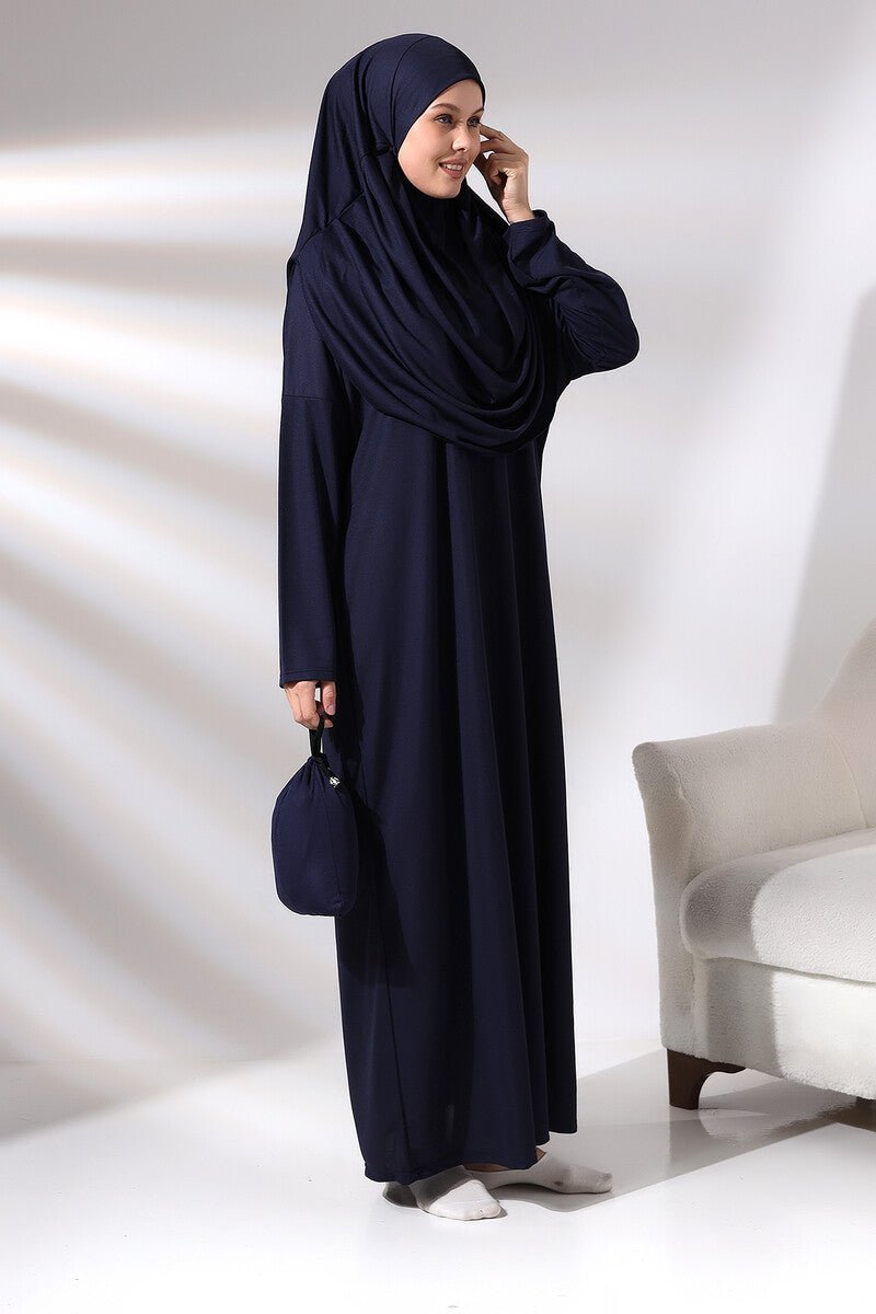 One-Piece Full-Length Muslim Prayer Dress with Attached Hijab | Modest Islamic Abaya - Ihvan