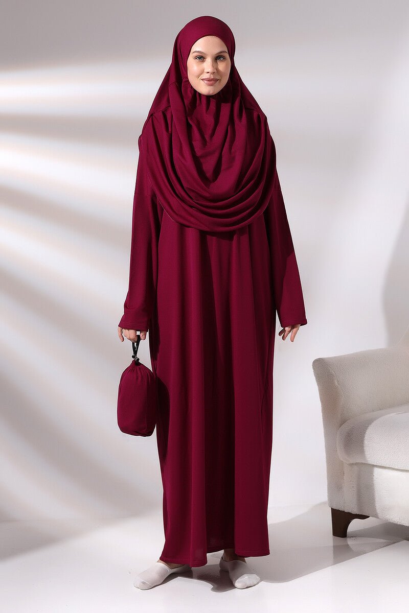 One-Piece Full-Length Muslim Prayer Dress with Attached Hijab | Modest Islamic Abaya - Ihvan