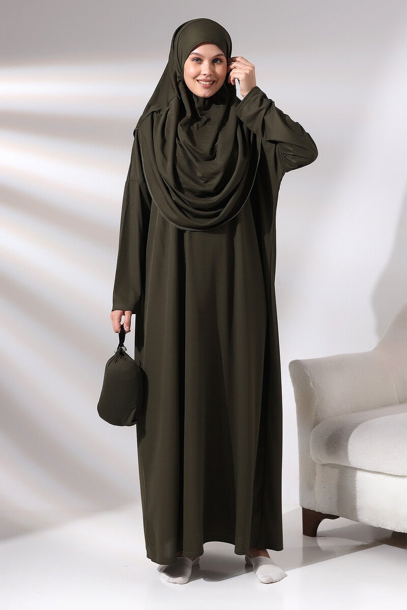 One-Piece Full-Length Muslim Prayer Dress with Attached Hijab | Modest Islamic Abaya - Ihvan