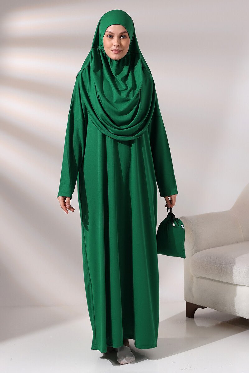 One-Piece Full-Length Muslim Prayer Dress with Attached Hijab | Modest Islamic Abaya - Ihvan