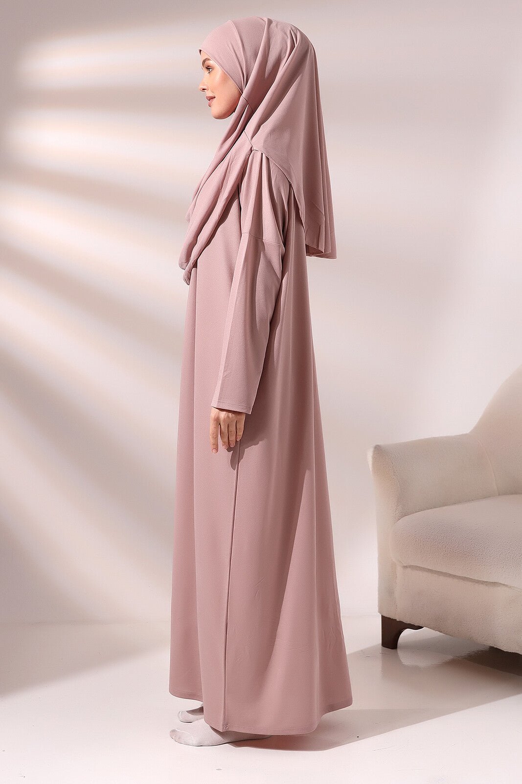 One-Piece Full-Length Muslim Prayer Dress with Attached Hijab | Modest Islamic Abaya - Ihvan