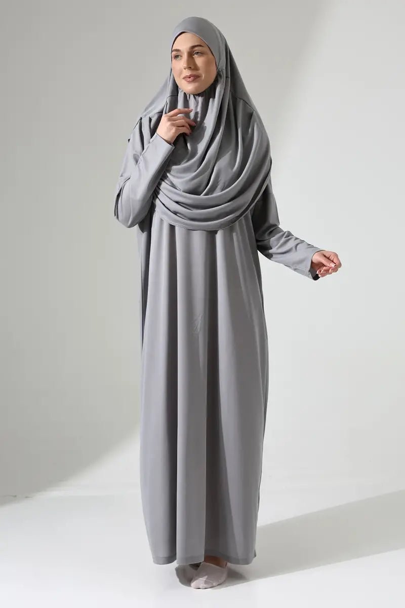 One-Piece Full-Length Muslim Prayer Dress with Attached Hijab | Modest Islamic Abaya - Ihvan