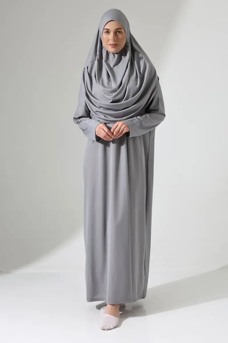 One-Piece Full-Length Muslim Prayer Dress with Attached Hijab | Modest Islamic Abaya - Ihvan