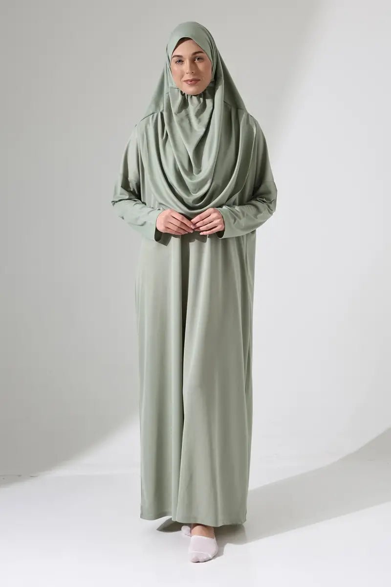 One-Piece Full-Length Muslim Prayer Dress with Attached Hijab | Modest Islamic Abaya - Ihvan