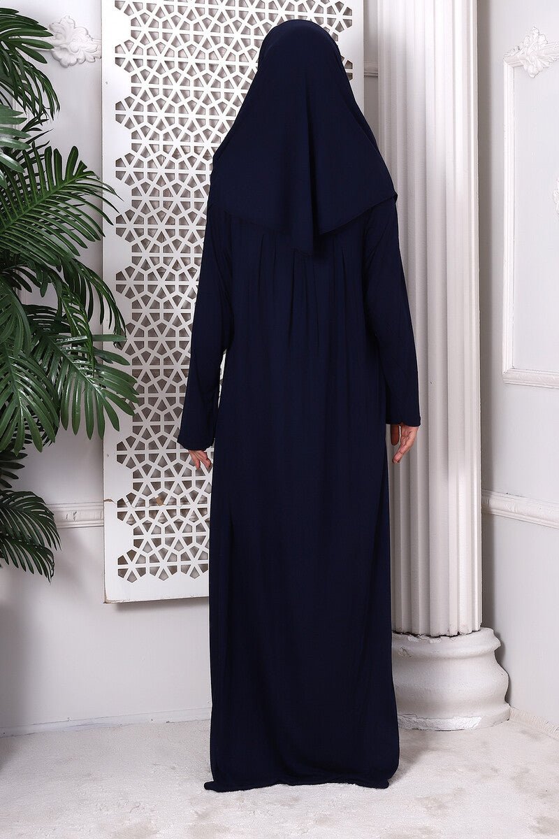 One-Piece Muslim Prayer Dress with Hijab | Full Coverage Islamic Dress | Prayer Abaya with Attached Scarf -Ihvan