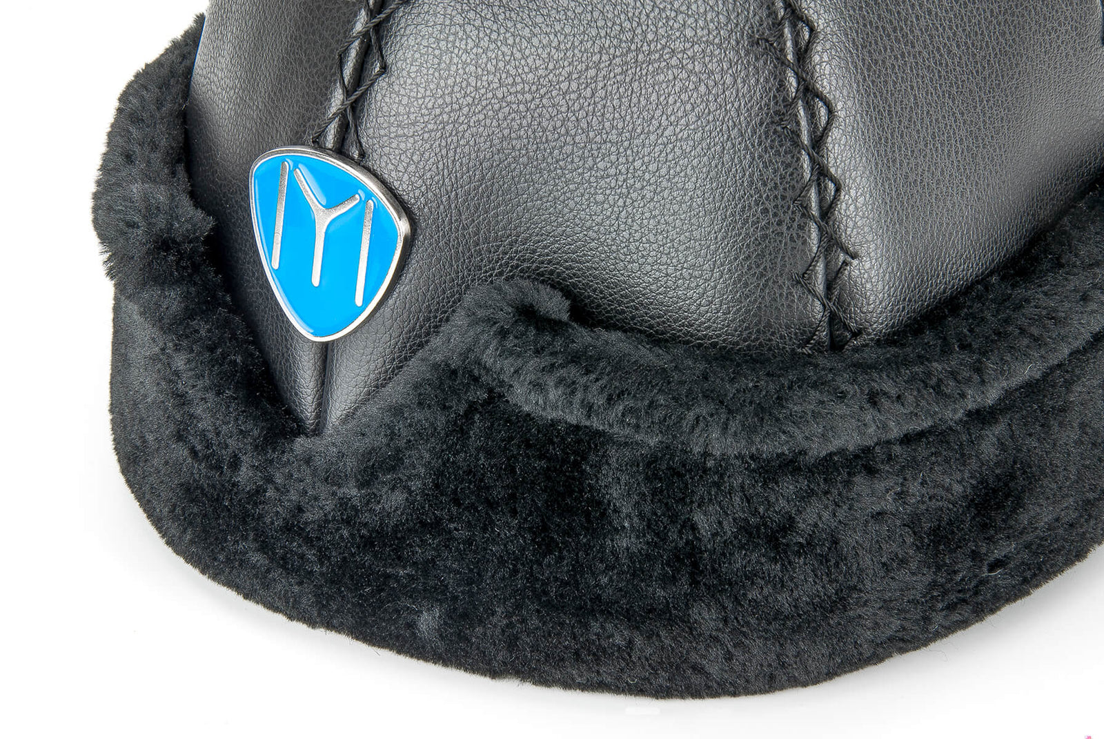 Ottoman Bork Hat | Black Faux Leather & Black Fur Winter Cap | Turkish Heritage Ertugrul Hat - Ihvan