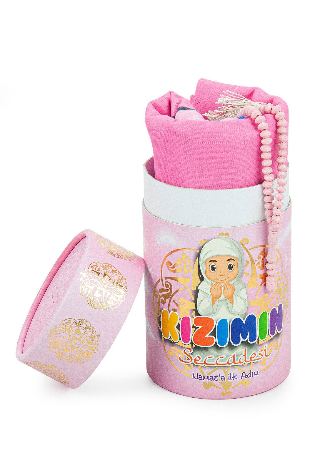 Pink Islamic Prayer Rug Set for Girls | Sajadah (Janamaz) | Tasbih | Coin Box - Ihvan