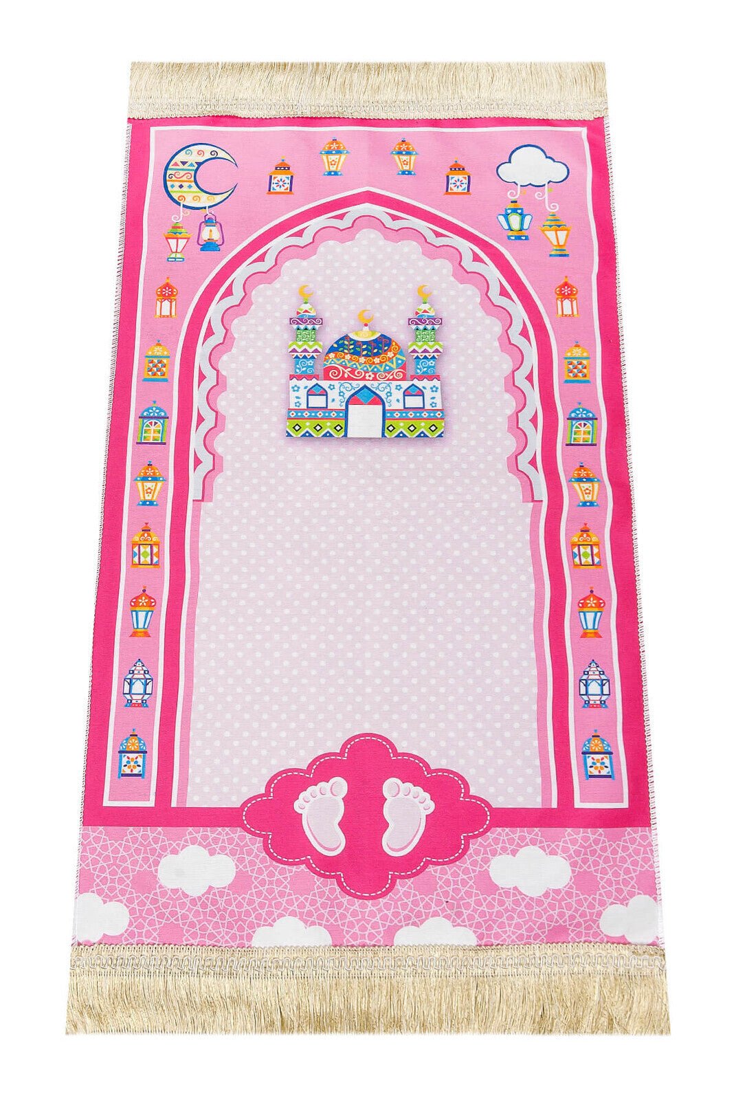 Pink Muslim Prayer Rug Set for Kids | Holy Quran, Tasbih, Mat & Worship Bag - Ihvan