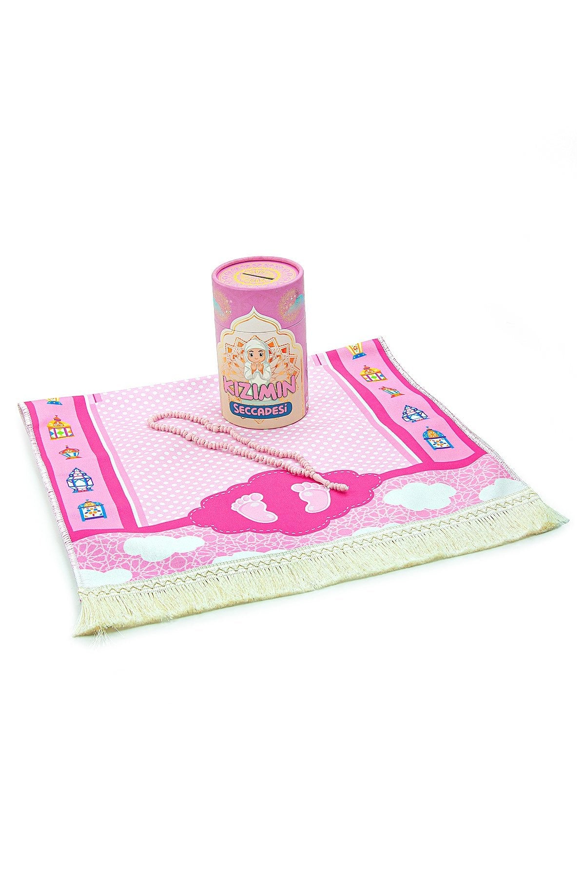 Pink Kids Prayer Mat | Girls' Prayer Rug (Sajadah, Janamaz) | Tasbih | Coin Box - Ihvan
