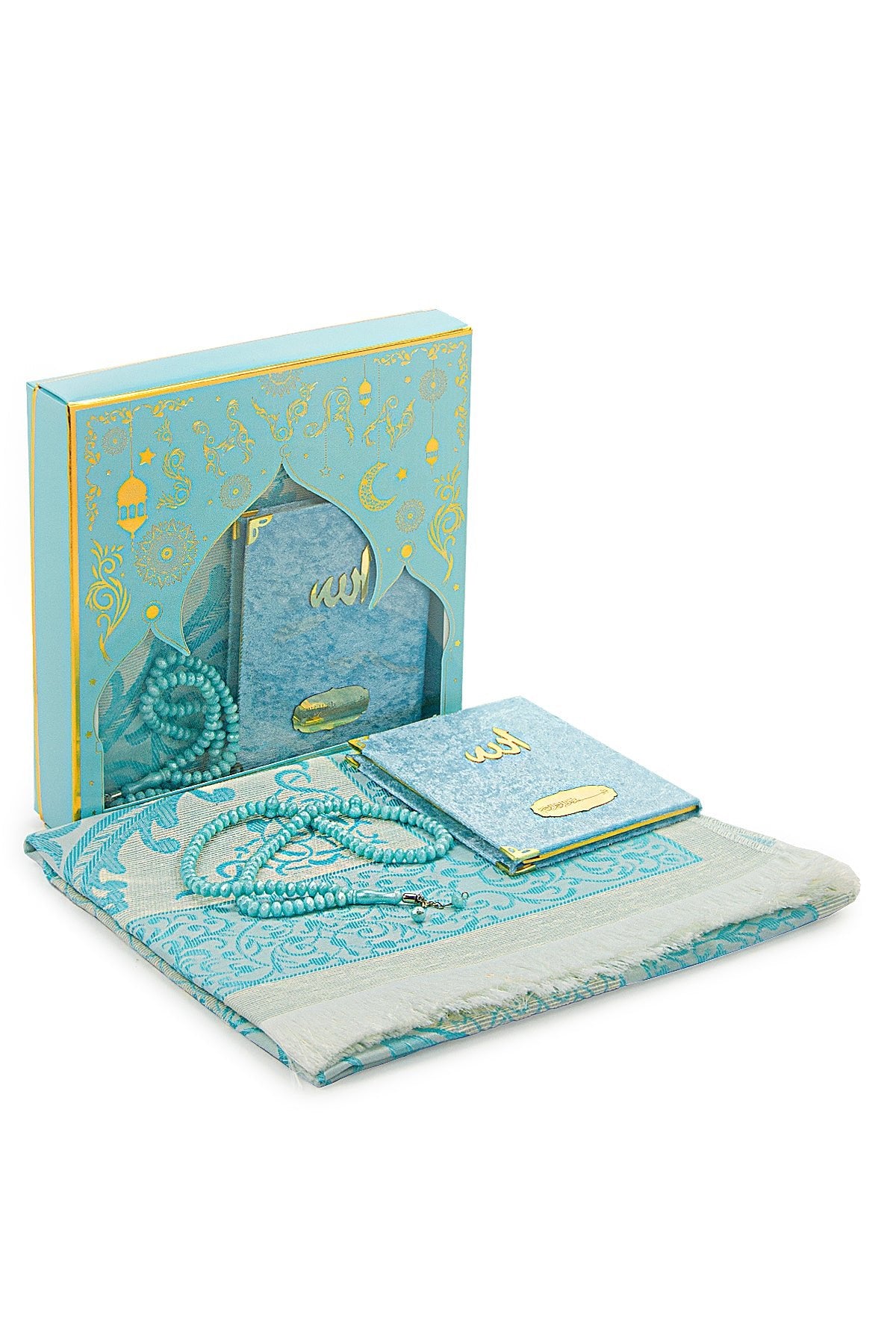 Luxury Velvet Muslim Prayer Gift Set | Prayer Rug (Sajadah) | Tasbih | Yaseen Book - Ihvan