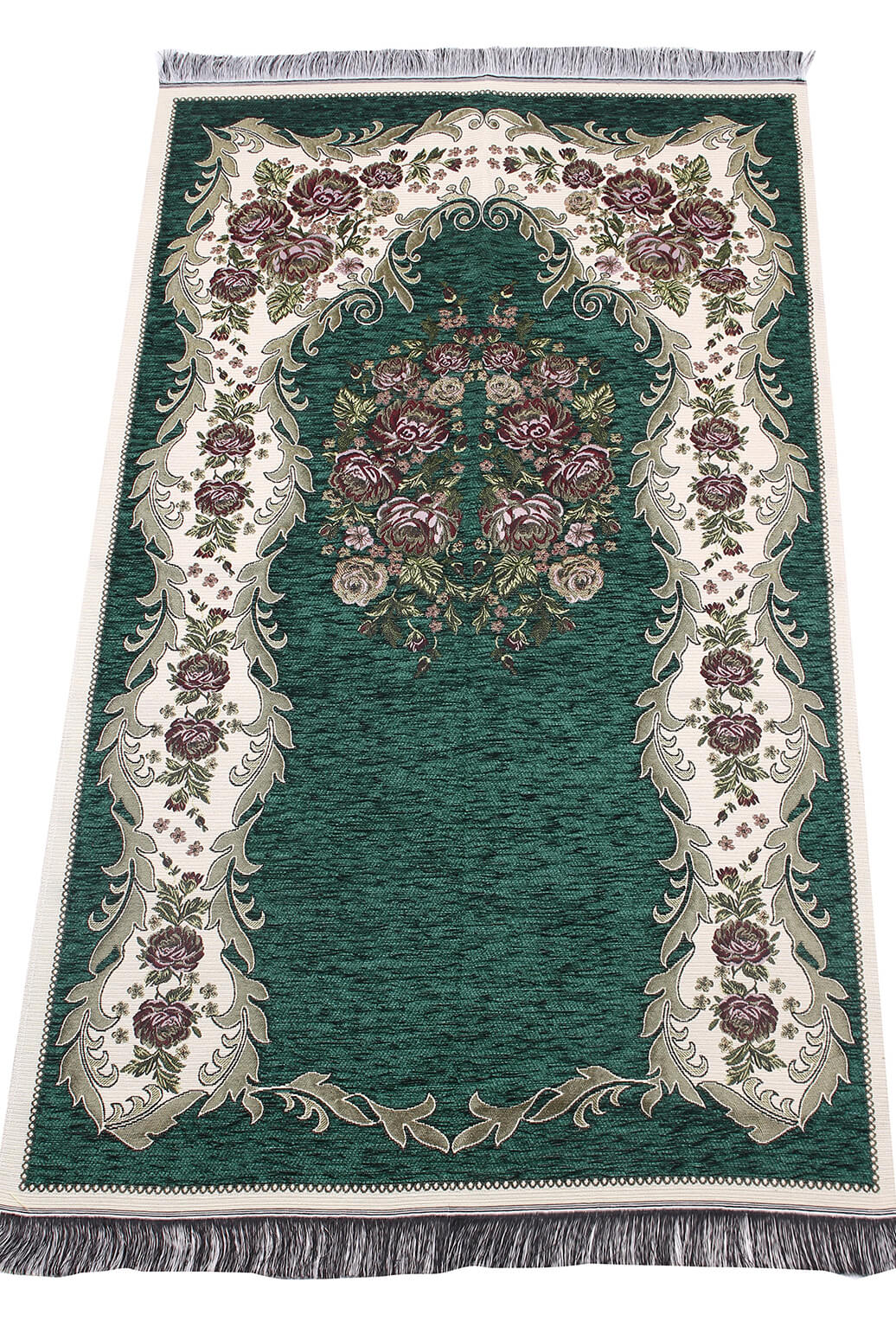 Green Velvet Covered Quran Gift Set | Muslim Prayer Rug, Holy Quran & Tasbih & Box - Ihvan