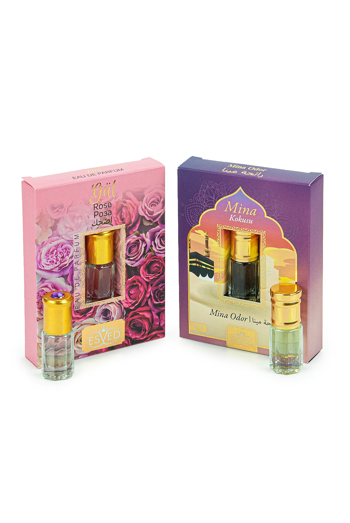 Mina & Rose Islamic Essences | For Personal Use, Prayer Rugs & Gifting | Alcohol-Free Attar Fragrance Set with Slim Roll-Ons - Ihvan