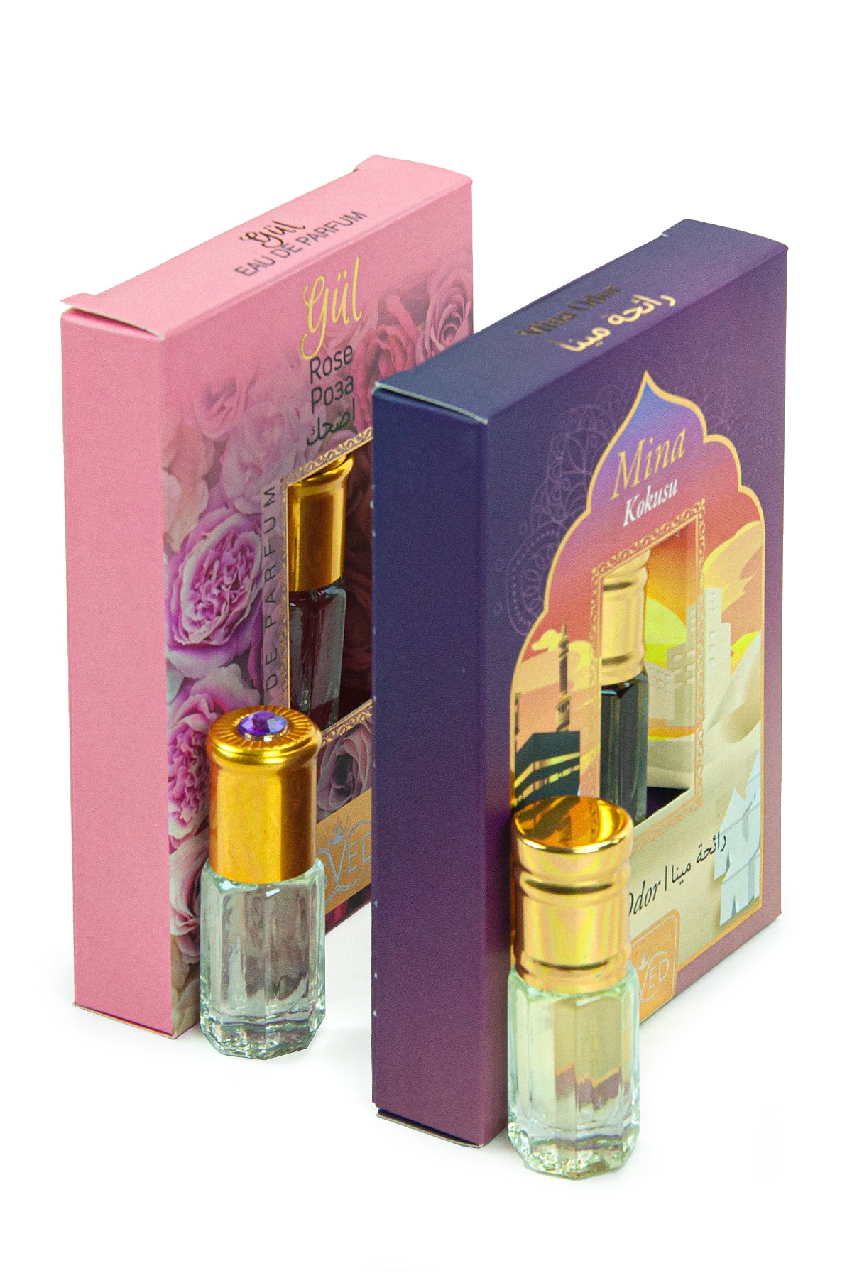 Mina & Rose Islamic Essences | For Personal Use, Prayer Rugs & Gifting | Alcohol-Free Attar Fragrance Set with Slim Roll-Ons - Ihvan