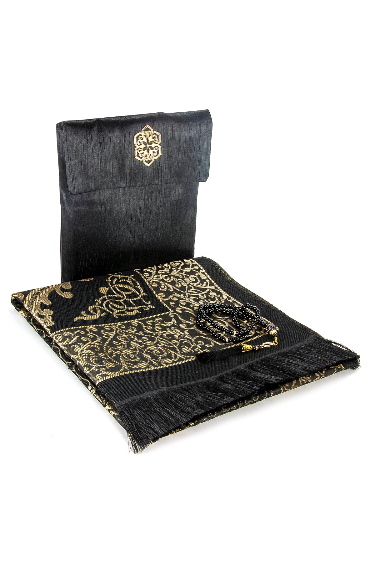 Elegant Travel Prayer Rug Set (Sajadah | Tasbih | Pouch Bag ) - Ihvan