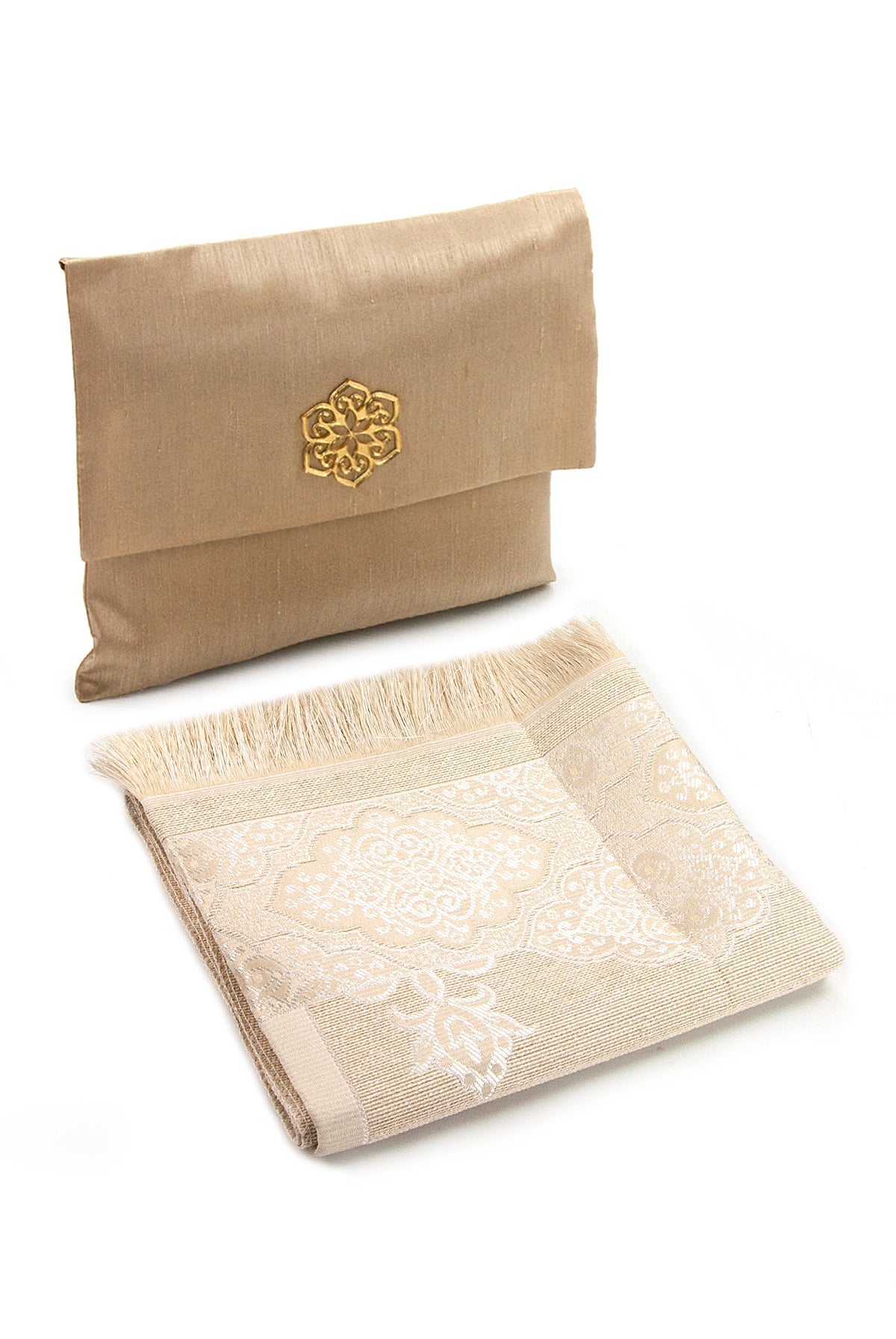 Elegant Travel Prayer Rug Set (Sajadah | Tasbih | Pouch Bag ) - Ihvan