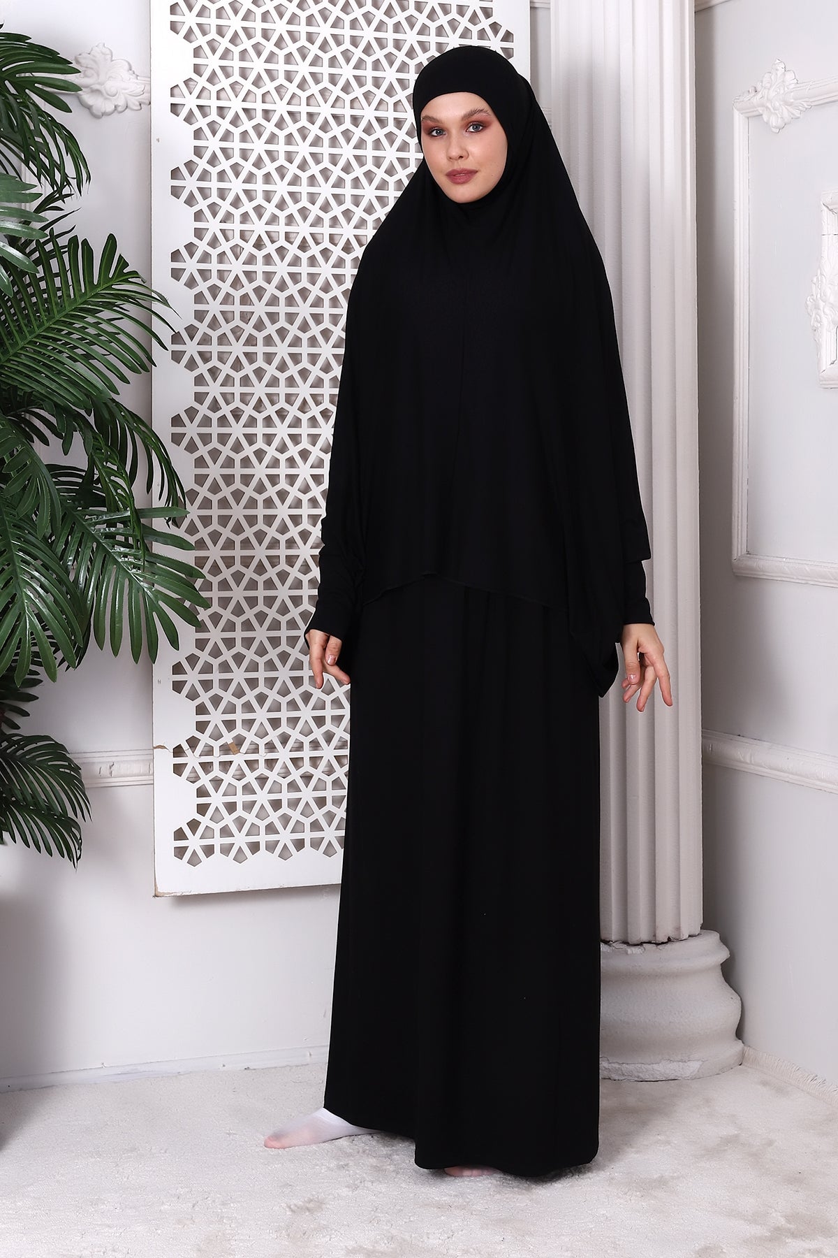 Two-Piece Muslim Prayer Dress for Women | Modest Islamic Abaya Set with Skirt and Hijab - Ihvan
