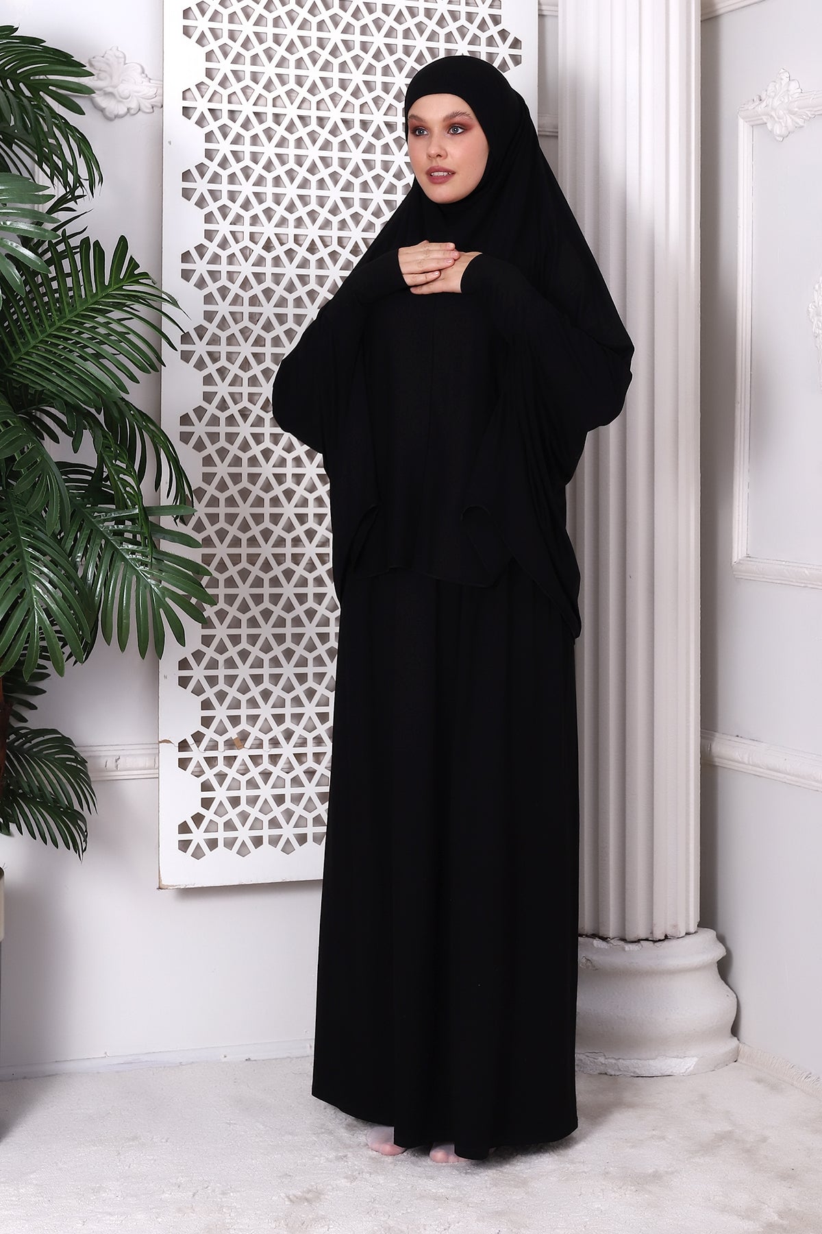 Two-Piece Muslim Prayer Dress for Women | Modest Islamic Abaya Set with Skirt and Hijab - Ihvan