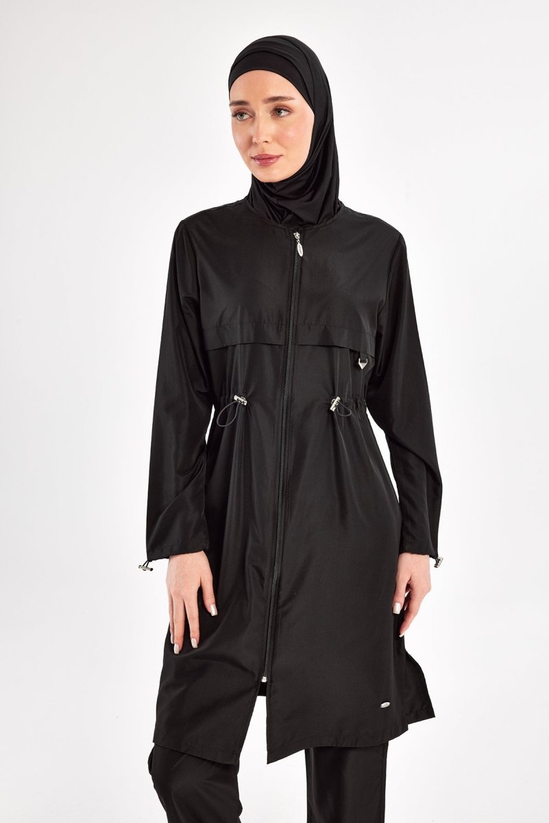 Adasea Ebony Long Sleeved Full-Covered Burkini 1504-25 Black - ihvan