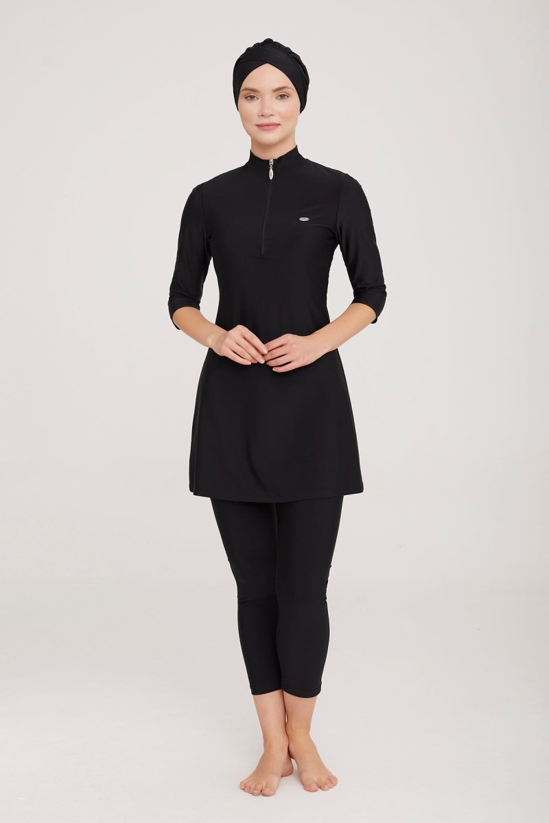 Adasea Truvakar Plus Size Full Coverage Hijab Swimsuit 3400 - 24 Black - ihvan