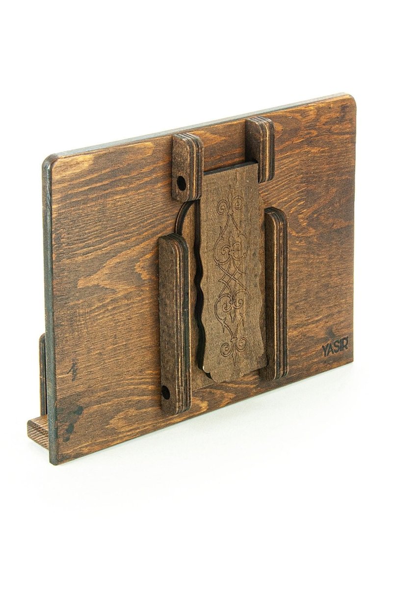Adjustable Wooden Quran Stand Set with Kaaba Pattern Holy Quran – Handmade Pine Book Holder - ihvan