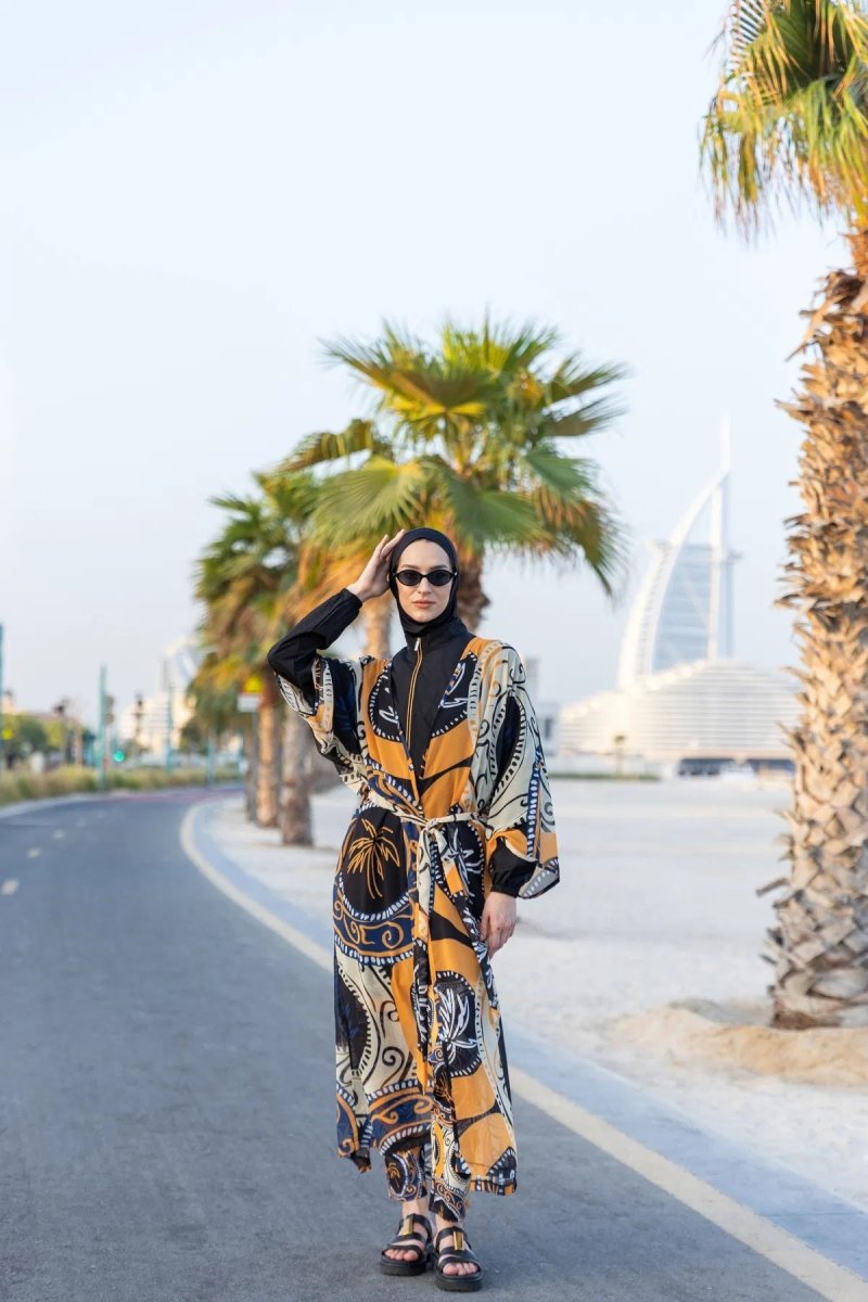Alfasa Adara Full Length Chiffon Pareo with Belt 7156 - 25 Black - ihvan