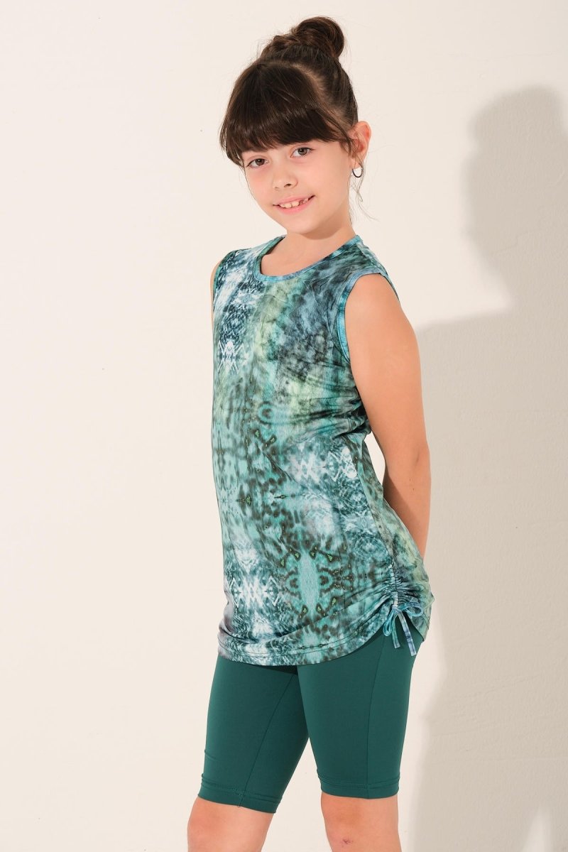 Alfasa Lavina Sleeveless Kids' Swimsuit with Gathered Sides 26131 - 26 Emerald Green - ihvan