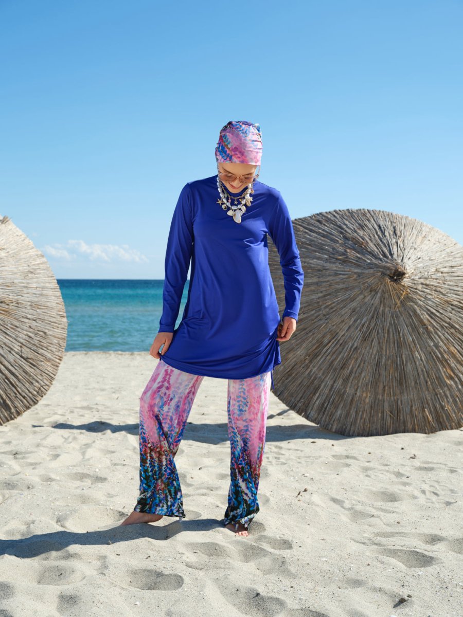 Alfasa Lavinya Patterned Full Coverage Hijab Swimsuit 26604 - 26 Navy Blue - ihvan