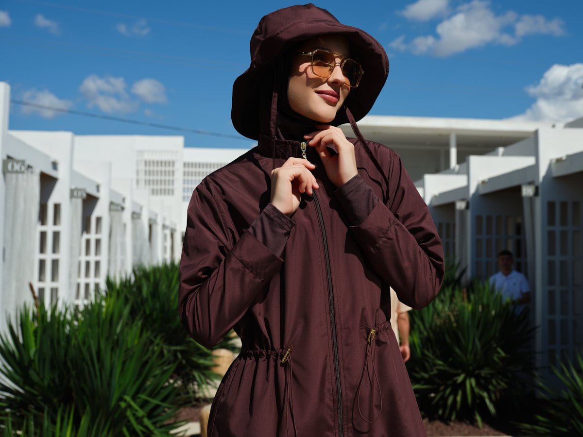 Alfasa Luna Hooded Modest Swimsuit 26211 - 26 Brown - ihvan