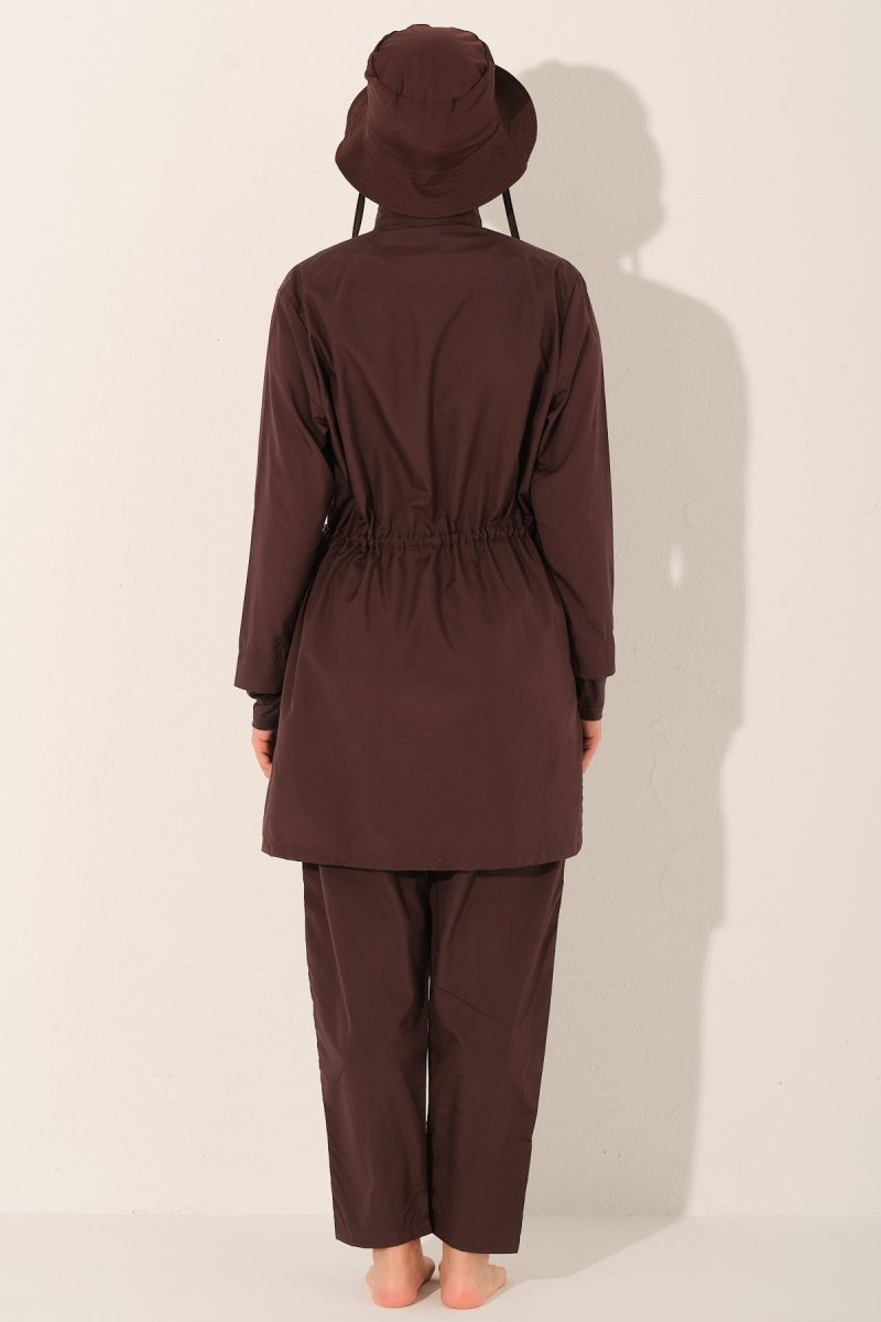 Alfasa Luna Hooded Modest Swimsuit 26211 - 26 Brown - ihvan