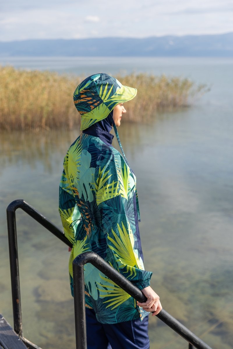 Alfasa Modest Swimsuit, Full Coverage, with Hood, Mona Pattern, Green 25270 - 26 - ihvan