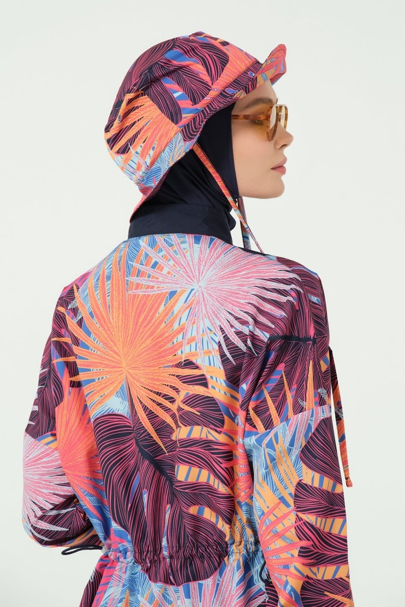 Alfasa Mona Patterned Full Coverage Hijab Swimsuit with Hood 25270 - 26 Pink - ihvan