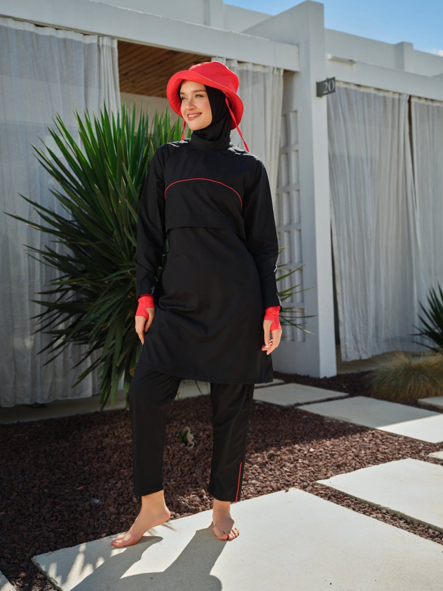 Alfasa Riva Sport Full Coverage Hijab Swimsuit with Hood 26239 - 26 Black - ihvan