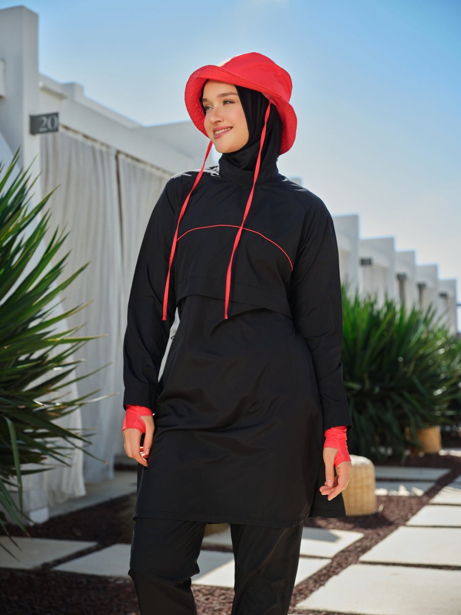 Alfasa Riva Sport Full Coverage Hijab Swimsuit with Hood 26239 - 26 Black - ihvan