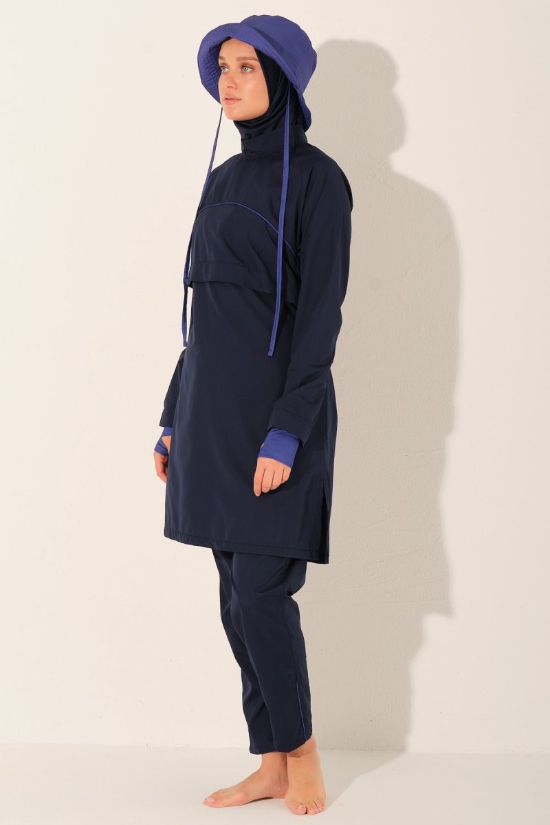 Alfasa Riva Sport Full Coverage Hijab Swimsuit with Hood 26239 - 26 Navy Blue - ihvan