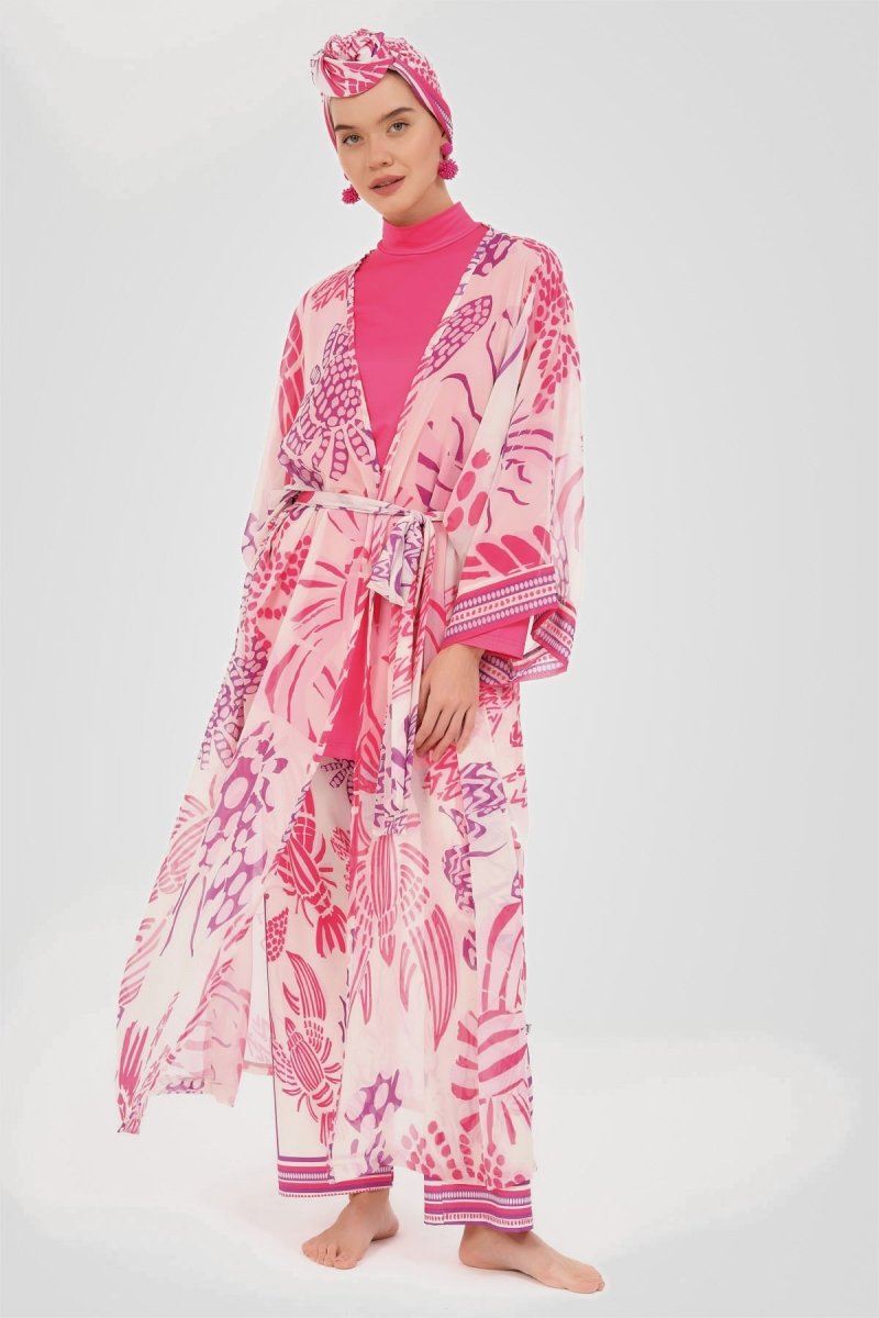 Alfasa Yakamoz Patterned Chiffon Pareo 7052 - 26 Fuchsia - ihvan