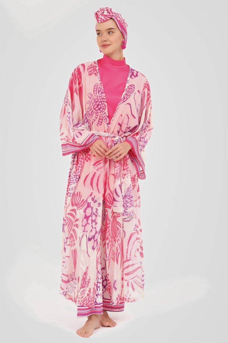 Alfasa Yakamoz Patterned Chiffon Pareo 7052 - 26 Fuchsia - ihvan