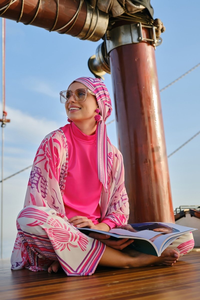 Alfasa Yakamoz Patterned Chiffon Pareo 7052 - 26 Fuchsia - ihvan