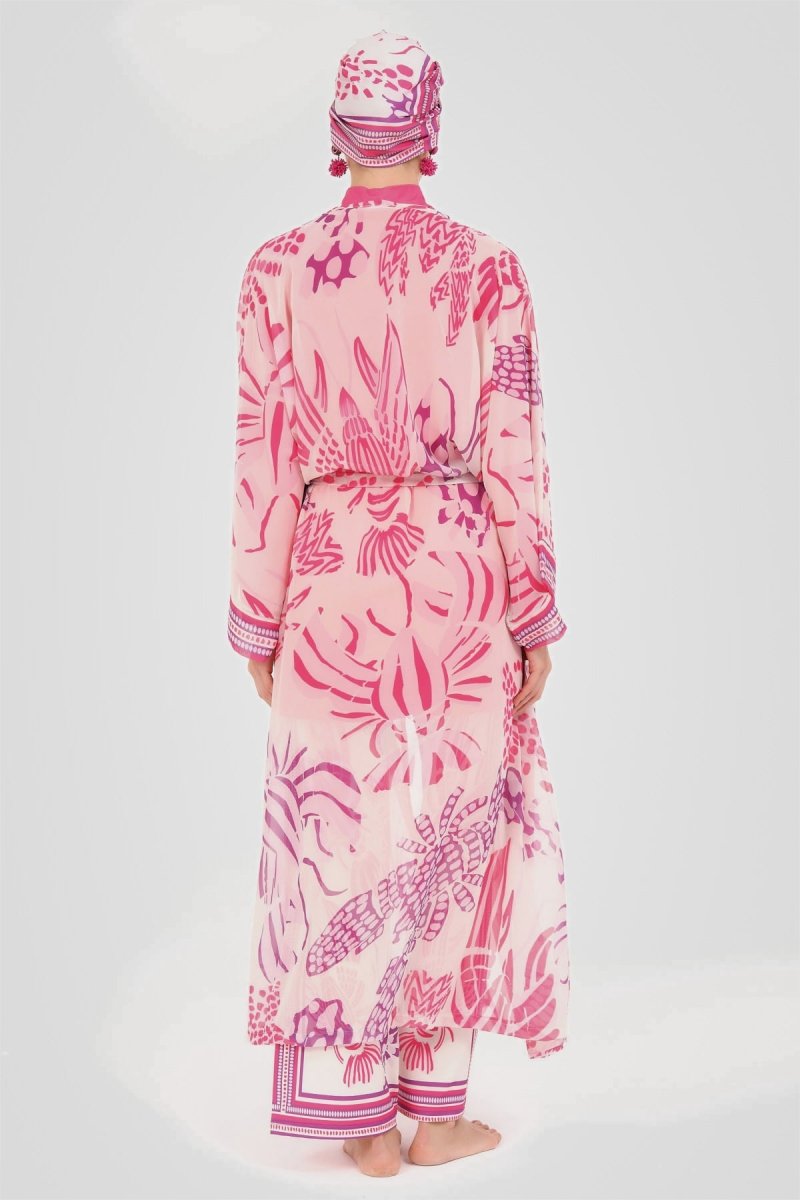 Alfasa Yakamoz Patterned Chiffon Pareo 7052 - 26 Fuchsia - ihvan